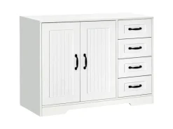 HOMCOM Sideboard mit 4 Schubladen Verstellbarem Einlegeboden Weiß 105 x 40 x 76 cm