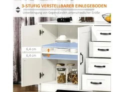 HOMCOM Sideboard mit 4 Schubladen Verstellbarem Einlegeboden Weiß 105 x 40 x 76 cm