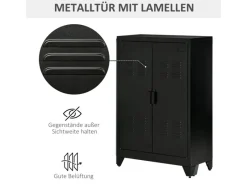 HOMCOM Sideboard mit 2 Verstellbaren Einlegeböden Schwarz 75 x 33 x 110 cm