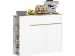 HOMCOM Sideboard Spanplatte MDF 105L x 30B x 81,5H cm Weiß