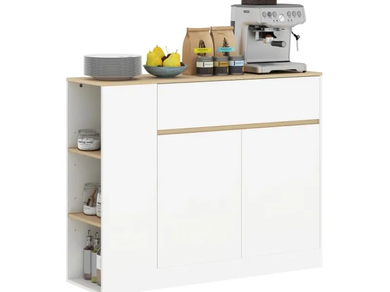 HOMCOM Sideboard Spanplatte MDF 105L x 30B x 81,5H cm Weiß