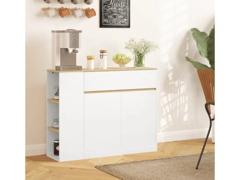 HOMCOM Sideboard Spanplatte MDF 105L x 30B x 81,5H cm Weiß