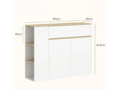 HOMCOM Sideboard Spanplatte MDF 105L x 30B x 81,5H cm Weiß
