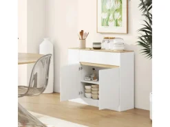HOMCOM Sideboard Spanplatte MDF 105L x 30B x 81,5H cm Weiß
