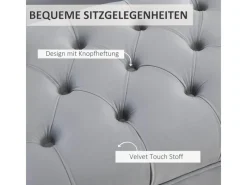 HOMCOM Sitzbank mit Erhöhten Beinen Schlafzimmer Samt Hellgrau 118 x 45 x 42 cm