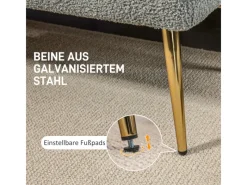 HOMCOM Sitzbank mit Lammwolle-Optik Knopfheftung Stahlbeine 112 x 41 x 46cm Grau