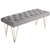 HOMCOM Sitzbank mit Samtoptik für Schlafzimmer Metall Grau 116 x 44 5 x 49 cm