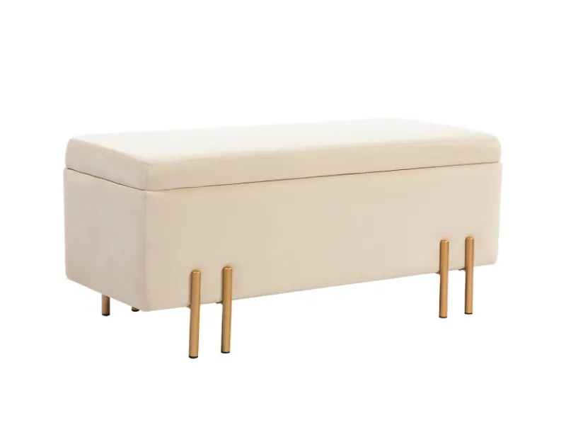 HOMCOM Sitzbank mit Stauraum Samt Holz 100L x 40B x 42H cm