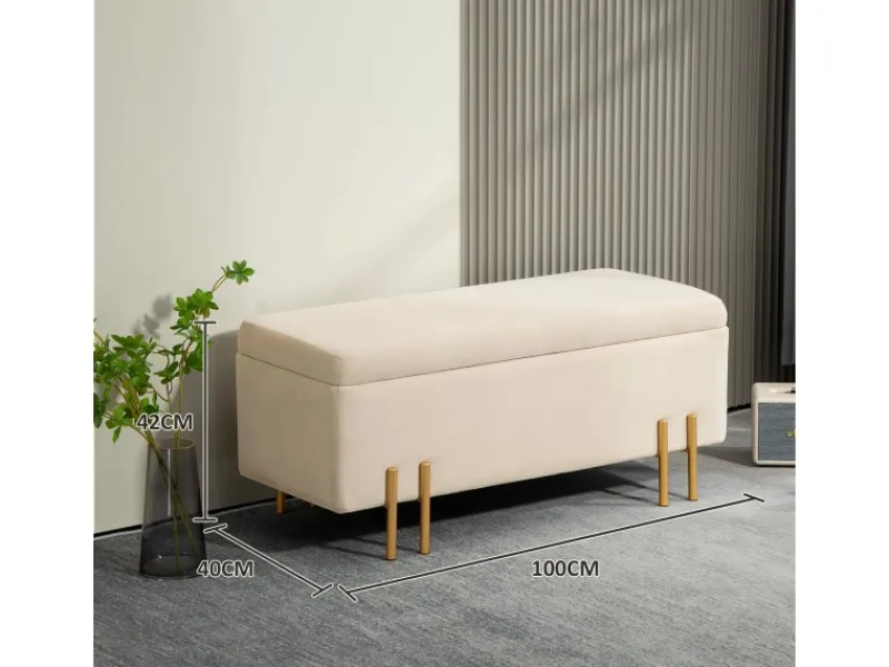 HOMCOM Sitzbank mit Stauraum Samt Holz 100L x 40B x 42H cm