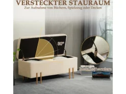 HOMCOM Sitzbank mit Stauraum Samt Holz 100L x 40B x 42H cm