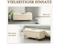 HOMCOM Sitzbank mit Stauraum Samt Holz 100L x 40B x 42H cm