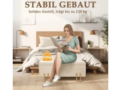 HOMCOM Sitzbank mit Stauraum Samt Holz 100L x 40B x 42H cm