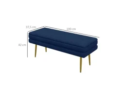Online HOMCOM Sitzbank Polsterbank Stauraum Samtoptik Bettbank 100 x 37 x 42 cm Blau