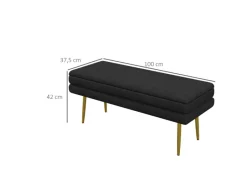 HOMCOM Sitzbank Polsterbank mit Stauraum Samtoptik 100 x 37 x 42 cm