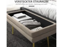 Hot HOMCOM Sitzbank Polsterbank mit Stauraum Samtoptik 79 x 37 x 43 cm Beige
