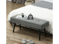 Sale HOMCOM Sitzbank Polsterbank Cordbezug Getuftete Bettbank 100 x 36 x 45 cm Grau