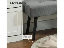 Sale HOMCOM Sitzbank Polsterbank Cordbezug Getuftete Bettbank 100 x 36 x 45 cm Grau