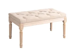 HOMCOM Sitzbank Vintage mit Knöpfen Leinenoptik 80 x 40 x 43cm Beige