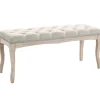 Sale HOMCOM Sitzbank Vintage Schlafzimmer Gummiholz Leinen Beige 110 x 40 x 48 cm