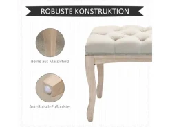 Sale HOMCOM Sitzbank Vintage Schlafzimmer Gummiholz Leinen Beige 110 x 40 x 48 cm