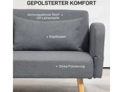 HOMCOM 2-Sitzer Klappbett mit Bettfunktion 2 Wurfkissen 170 x 83 x 80 cm