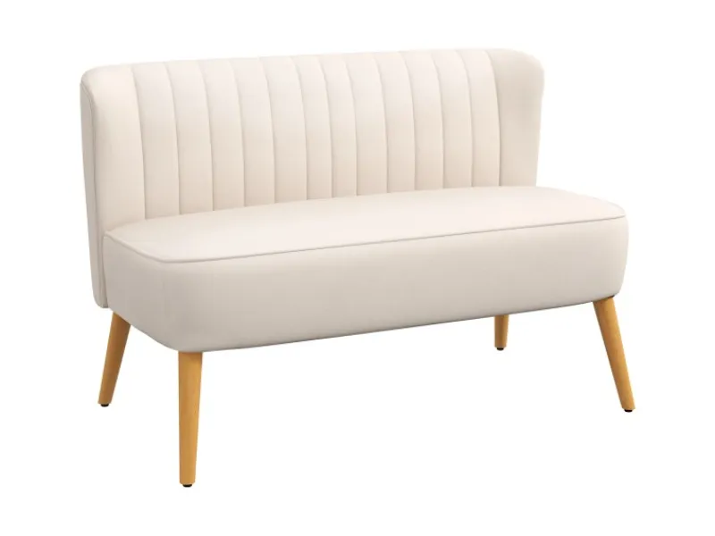 HOMCOM 2-Sitzer Stoffsofa Holz Samtartiges 117 x 56,5 x 77 cm