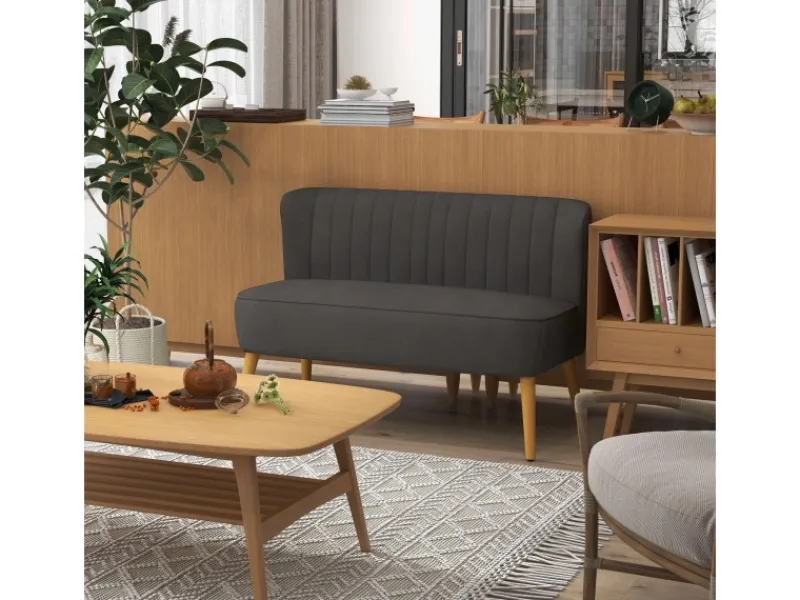 HOMCOM 2-Sitzer Stoffsofa Holz 117 x 56,5 x 77cm