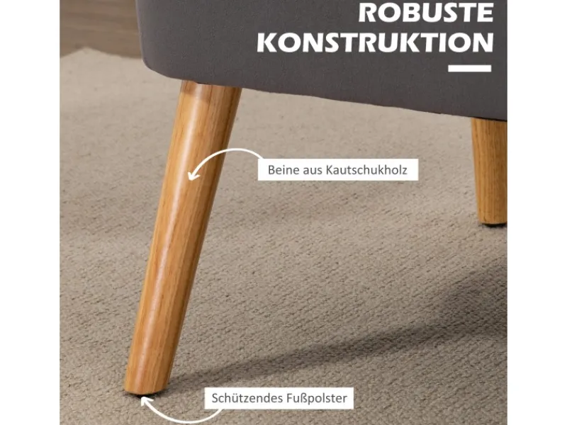 HOMCOM 2-Sitzer Stoffsofa Holz 117 x 56,5 x 77cm