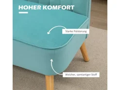 HOMCOM 2-Sitzer Stoffsofa Samtartiges 117 x 56,5 x 77 cm