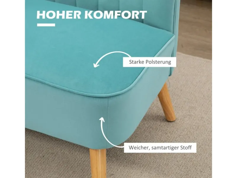 HOMCOM 2-Sitzer Stoffsofa Samtartiges 117 x 56,5 x 77 cm