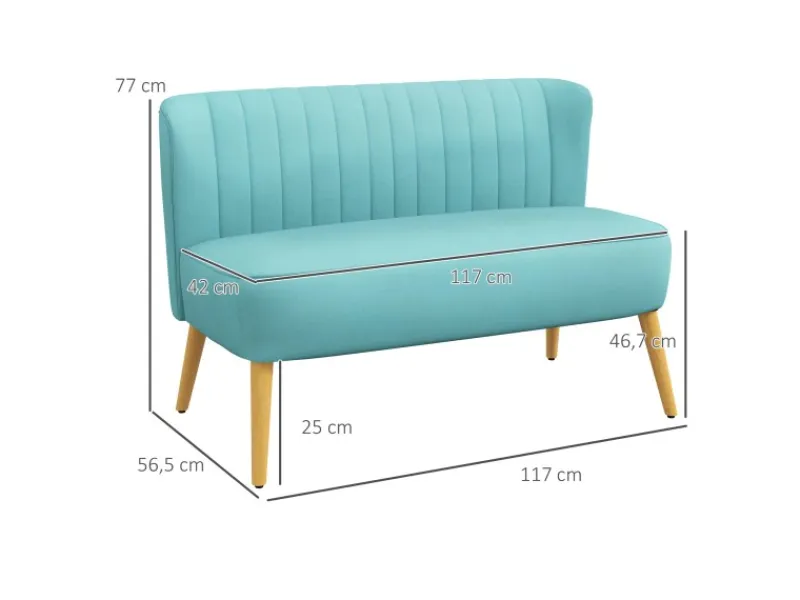 HOMCOM 2-Sitzer Stoffsofa Samtartiges 117 x 56,5 x 77 cm