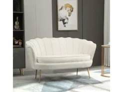 Hot HOMCOM 2-Sitzer-Sofa Polyester Metall Cremeweiß 130L x 77B x 77H cm