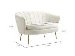 Hot HOMCOM 2-Sitzer-Sofa Polyester Metall Cremeweiß 130L x 77B x 77H cm