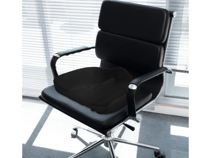 HOMCOM Sitzkissen Orthopädisches Polyester Schwarz 44L x 39B x 13H cm