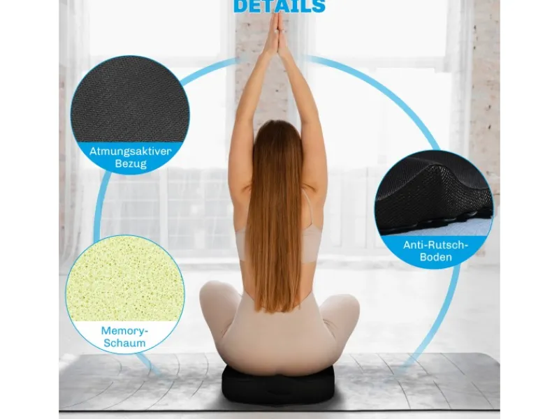 HOMCOM Sitzkissen Orthopädisches Polyester Schwarz 44L x 39B x 13H cm