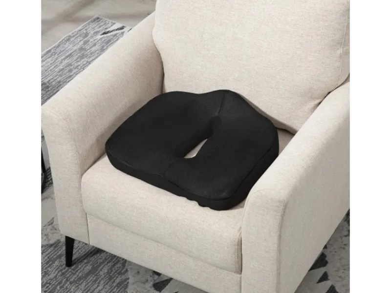 HOMCOM Sitzkissen Orthopädisches Polyester Schwarz 44L x 39B x 13H cm