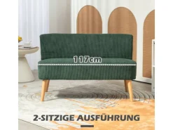 Hot HOMCOM Sofa 2 Sitzer Modern Couch für Wohnzimmer 117 x 56 x 77 cm