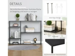 HOMCOM Standregal mit 5 Offenen Fächern Metall 120 x 35 x 87,5 cm