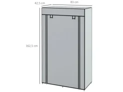HOMCOM Stoffschrank mit 5 Fächern Reißverschluss Hellgrau 83 x 42,5 x 162,5 cm