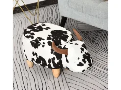 HOMCOM Tierhocker mit Stauraum Schweinchen Fußbank Schwarz Weiß 62 x 35 x 36cm