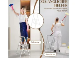 Outlet HOMCOM Trittleiter Aluminium 49,5L x 41,5B x 82,6H cm Weiß