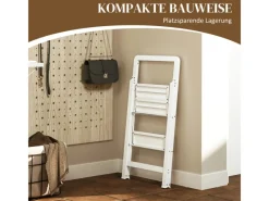 Outlet HOMCOM Trittleiter Aluminium 49,5L x 41,5B x 82,6H cm Weiß
