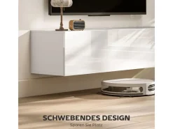 HOMCOM TV Schrank Hängend TV Board 140 cm für Fernseher Weiß