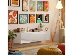 HOMCOM TV Schrank Hängend TV Board 140 cm für Fernseher Weiß