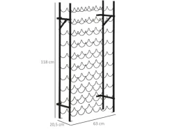 HOMCOM Weinregal Weinständer 60 Flaschen Wandbefestigung Metall Schwarz