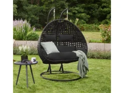 Outlet Home Deluxe Hängesessel Twin Polyrattan Schwarz