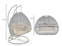 Discount Home Deluxe Hängesessel Twin aus Polyrattan mit Regenabdeckung Grau