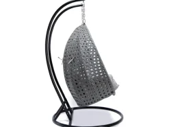 Discount Home Deluxe Hängesessel Twin aus Polyrattan mit Regenabdeckung Grau