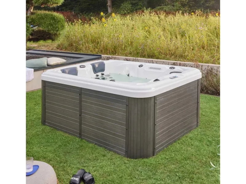 Home Deluxe Outdoor Whirlpool Beach Pure 210 x 155 x 83 cm Dunkelgrau-Weiß