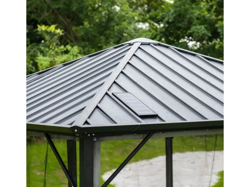 Home Deluxe Pavillon Azur 270 cm x 270 cm x 200 cm Solar-LED-Beleuchtung